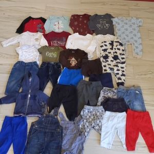 Mixed lot of 30 baby boy clothing items 6-9 months